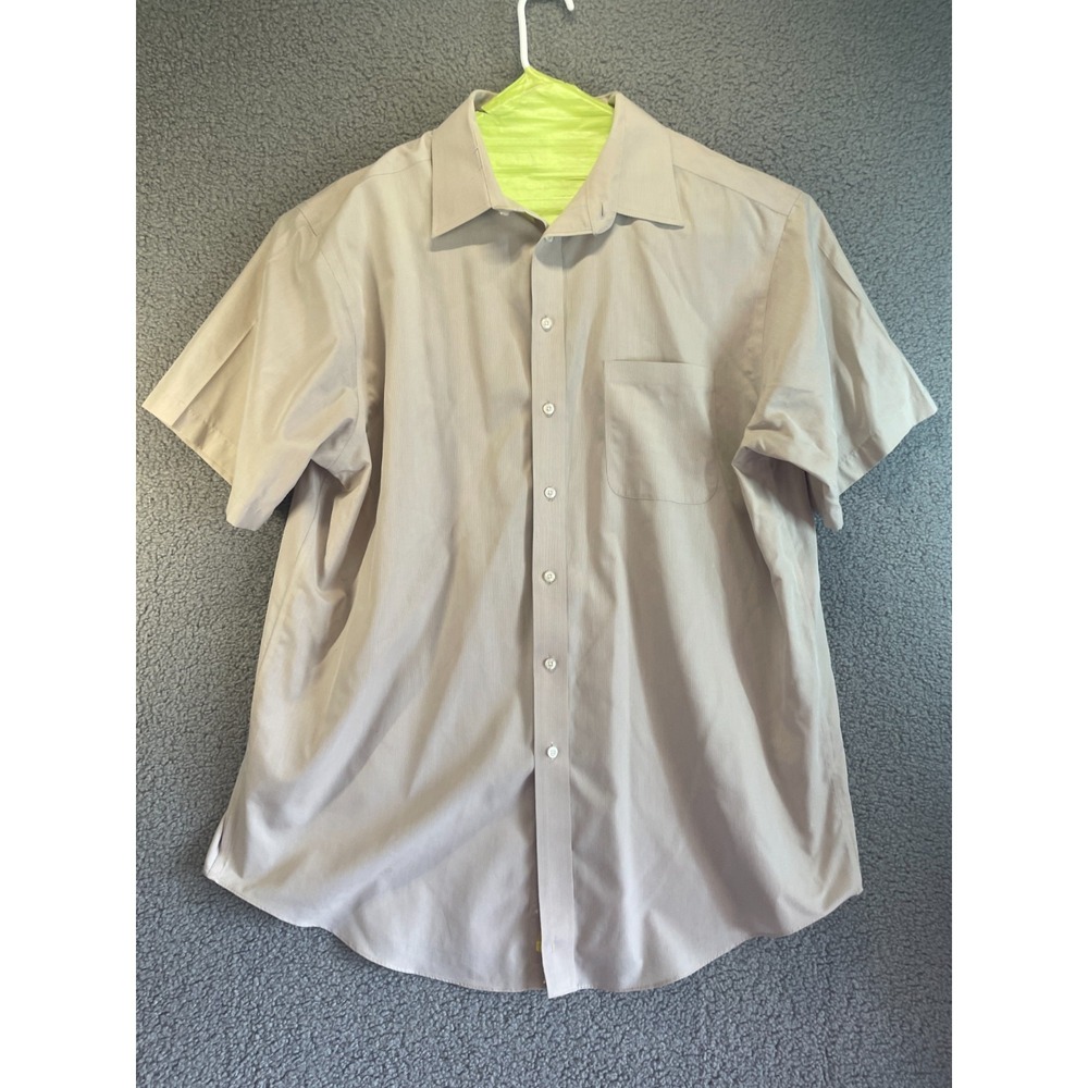 Roundtree & Yorke Gold Label Men's 2XT  Tan‎ Button Front Short Sleeve...